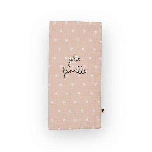Protège livret de famille | Gaze coeurs beige