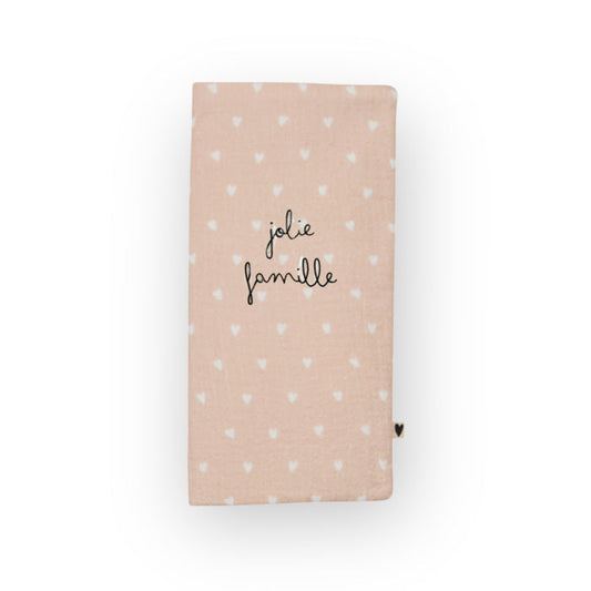 Protège livret de famille | Gaze coeurs beige