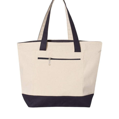Q-Tees Zippered Canvas Tote Bag