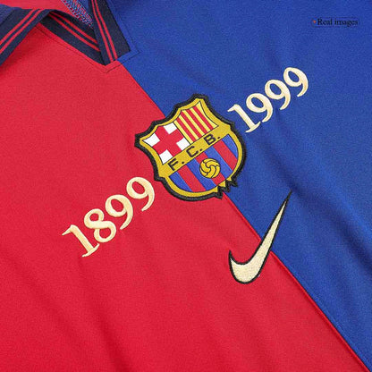 Retro Jersey KLUIVERT #9 Barcelona Retro Jersey Home Soccer Shirt 1999/00 100th Anniversary