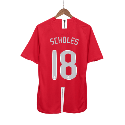 Retro Jersey SCHOLES #18 Manchester United Retro Jersey Home Soccer Shirt 2007/08 - UCL Final