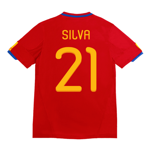 Retro SILVA #21 2010 Spain Home Soccer Jersey