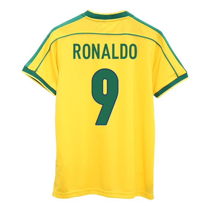 RONALDO #9 Retro 1998 Brazil Home Soccer Jersey - World Cup