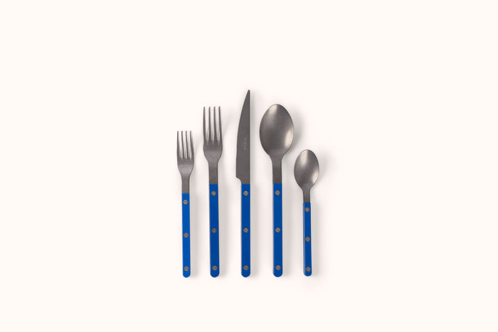 SABRE PARIS VINTAGE STAINLESS STEEL LAPIS BLUE BISTROT FLATWARE SET