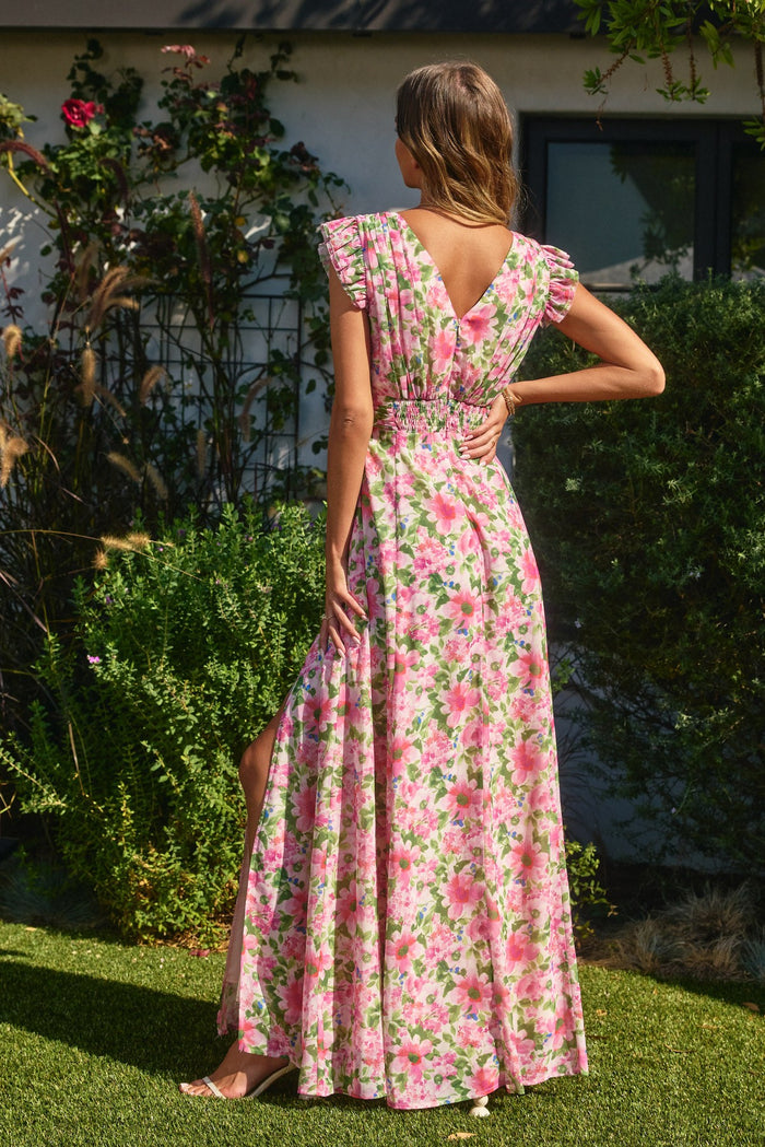 Send Love Plunging Tuck Maxi Dress