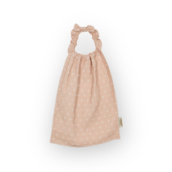Serviette de cantine | Gaze beige petits coeurs