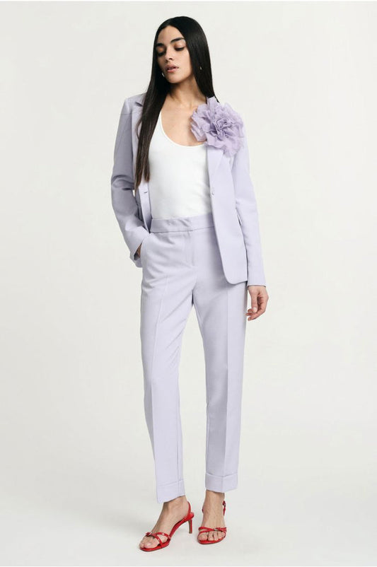 Single-breasted blazer with large decorative flower