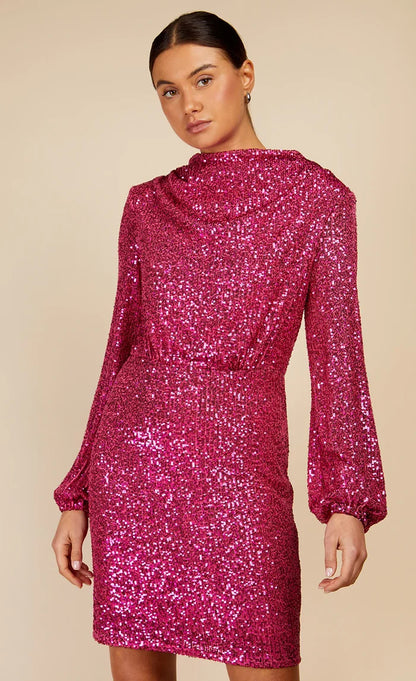 SOPHIE SEQUIN MINI DRESS (PINK)y