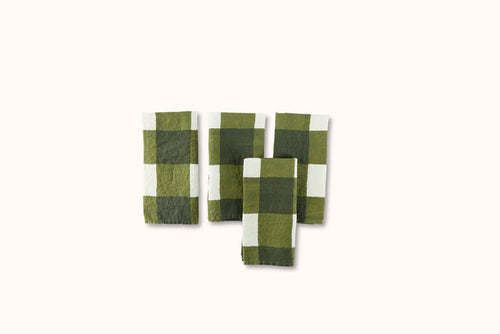 SUMMERILL & BISHOP GINGHAM LINEN NAPKIN - AVOCADO GREEN