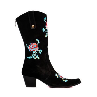 Telluride Black with Blue & Red Roses Modern Cowboy