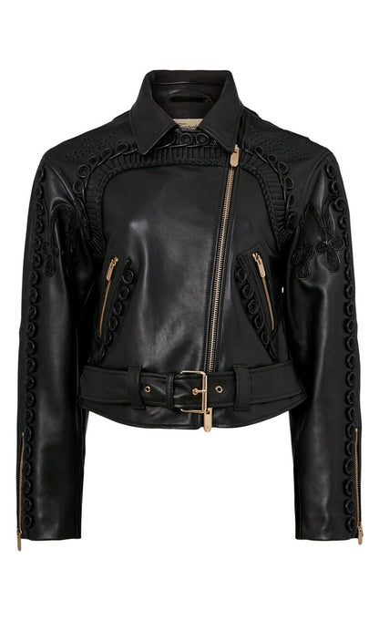 Texas Braided Leather Jacket - Black