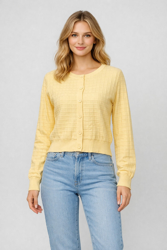 Textured Grid Knit Cardigan - Adored A Lovely Boutique