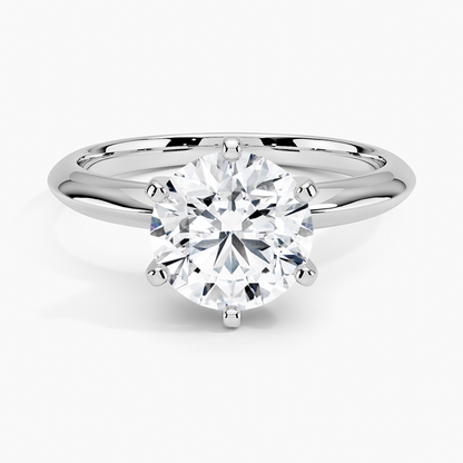 VossAgin - 3.00 CTW AGI Certified Round Lab Grown Diamond Six Prong Solitaire Engagement Ring - F-VS Clarity in 14K White Gold - 8.5