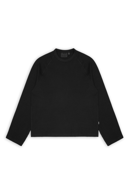 RAINS Waffle Long Sleeve T-Shirt Rains Black Long Sleeve