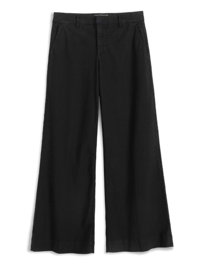 Black wide-leg pants on a white background