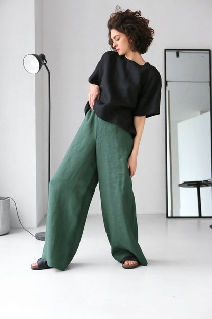 Wide-Leg Linen Pants ACAI - IN STOCK