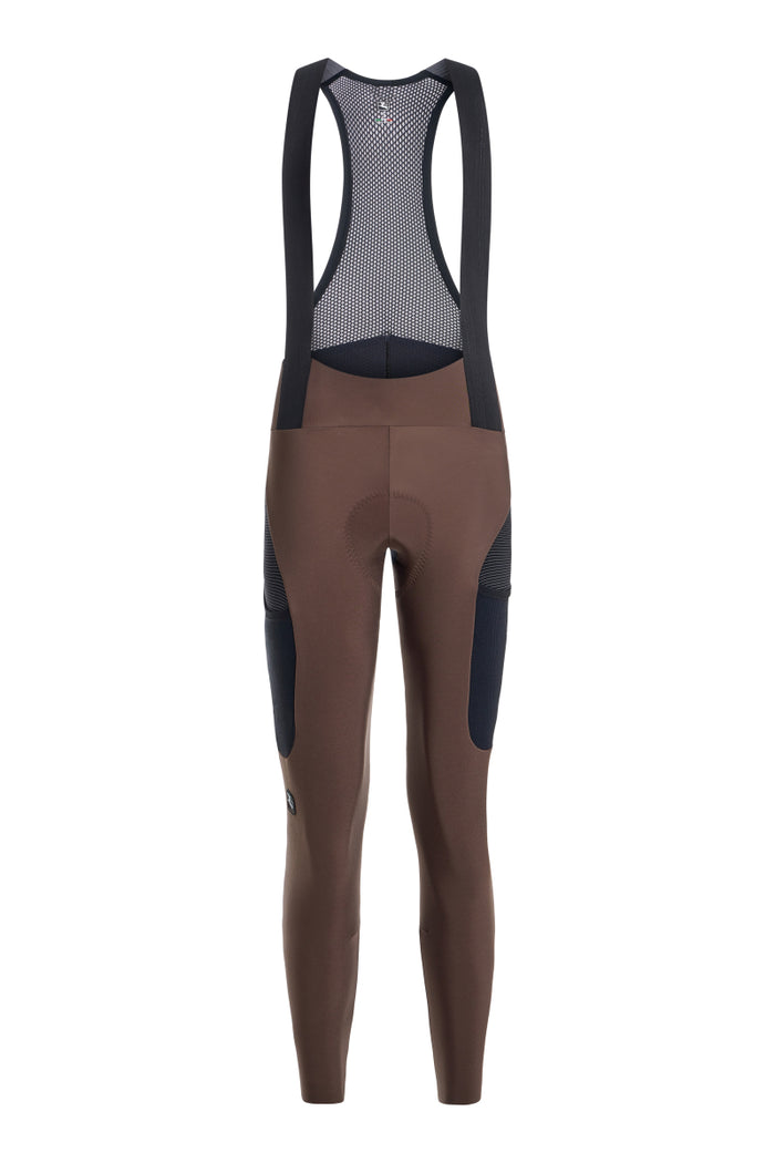Women's Beyond Gravel Cargo Thermal Bib Tight by Giordana Cycling, SABLE BROWN, Made in Italy