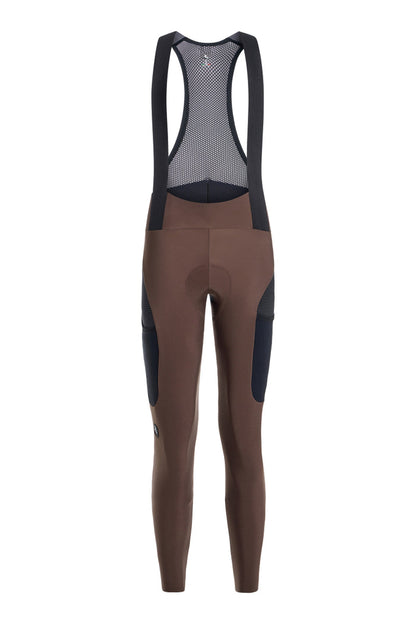 Women's Beyond Gravel Thermal Cargo Bib Knicker by Giordana Cycling, SABLE BROWN, Made in Italy