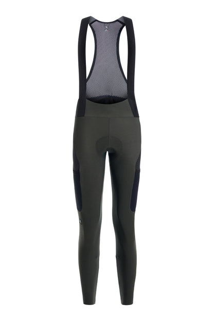 Women's Beyond Gravel Thermal Cargo Bib Knicker by Giordana Cycling, CEDAR GREEN, Made in Italy