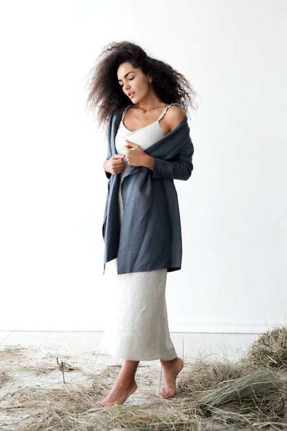 Women's Linen Cardigan DALEA in Dark grey