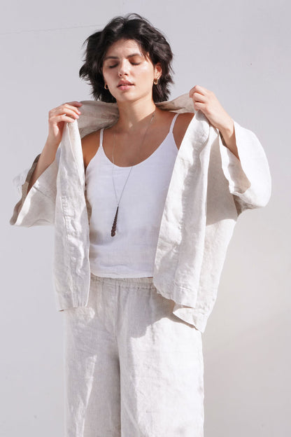 Women’s Linen Kimono Jacket ALTEA in Beige