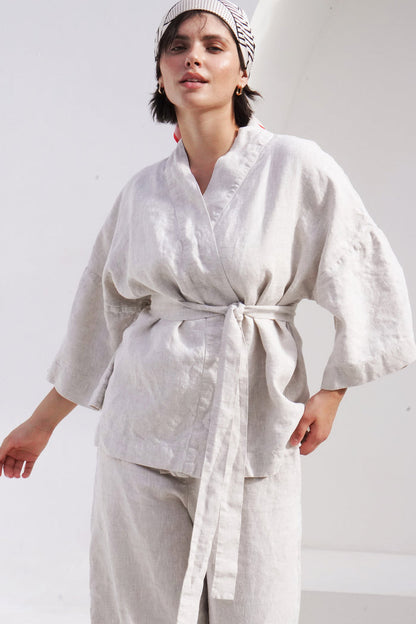 Women’s Linen Kimono Jacket ALTEA in Beige
