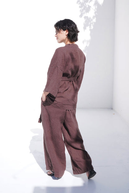 Women’s Linen Kimono Jacket ALTEA in Brow