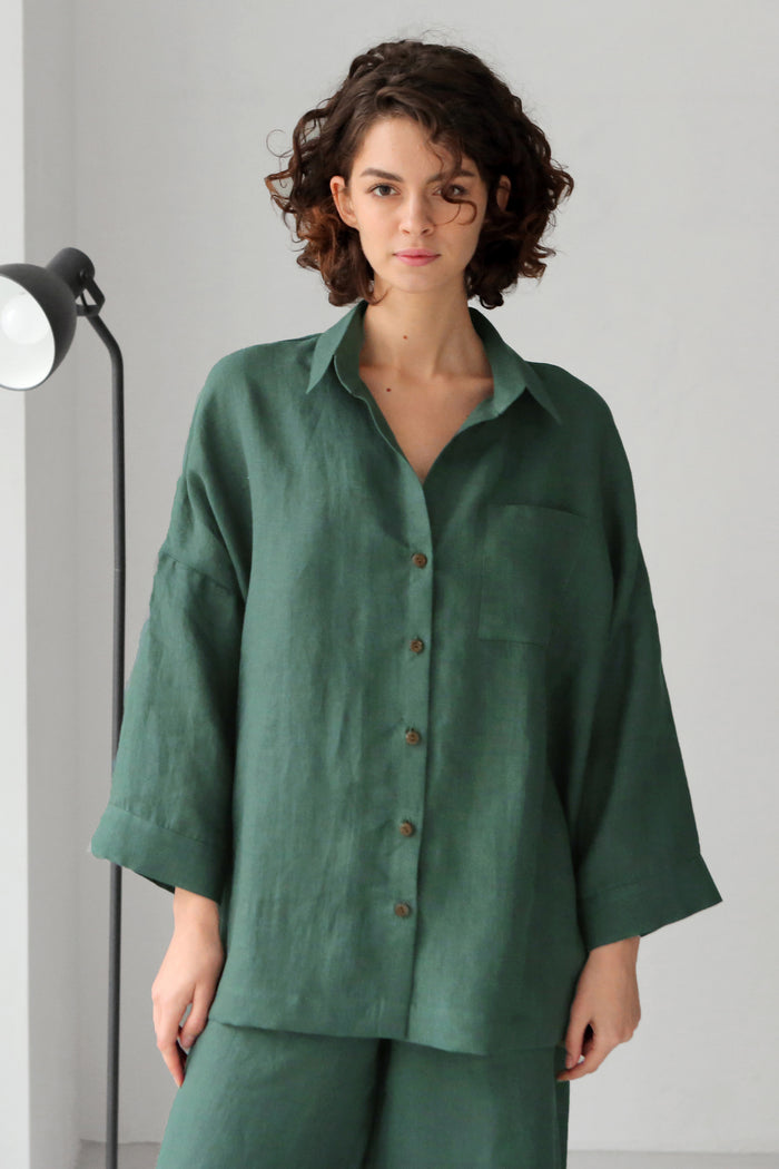 Women’s Linen Shirt FENNEL in Green