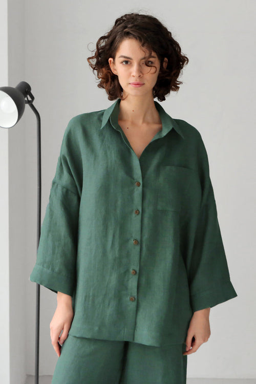 Women’s Linen Shirt FENNEL in Green