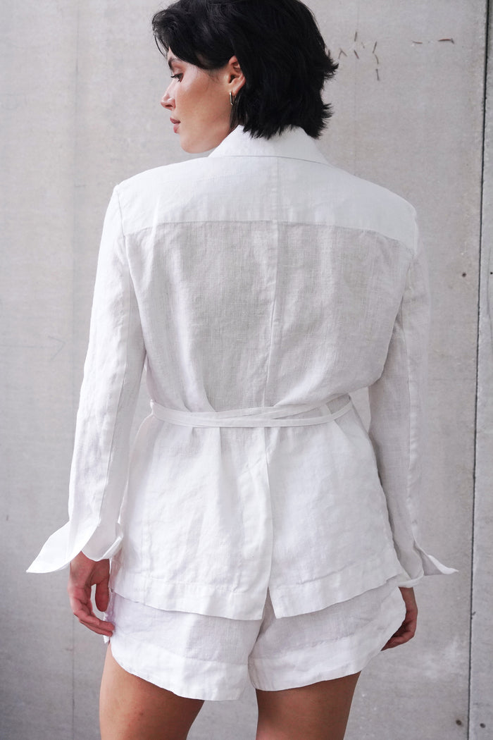 Women’s Linen Wrap Blazer JASMI in White