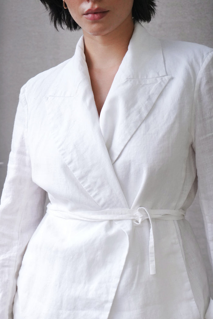Women’s Linen Wrap Blazer JASMI in White