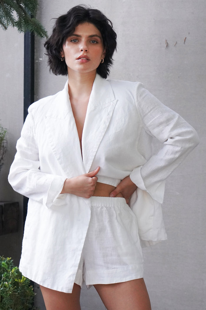 Women’s Linen Wrap Blazer JASMI in White