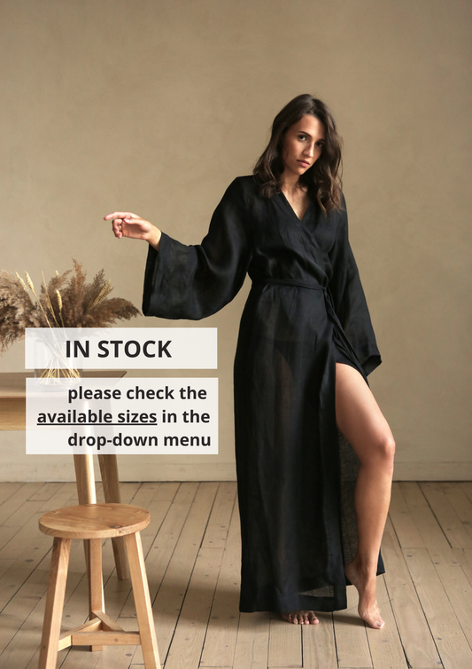 Women’s Long Linen Kimono KAYA in Transparent - IN STOCK