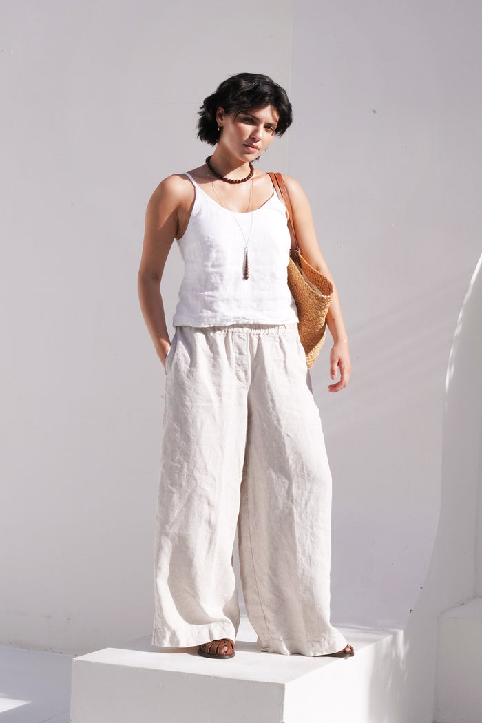 Women’s Wide-leg Linen Pants THUME in Beige